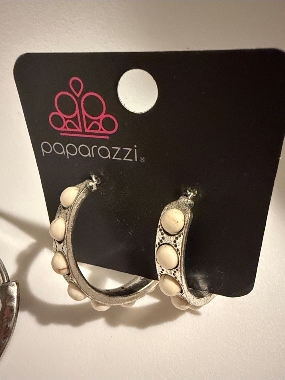 paparazzi Silver Hammered Hoop and Polka-Dot Mini Hoop Set - Picture 3 of 3